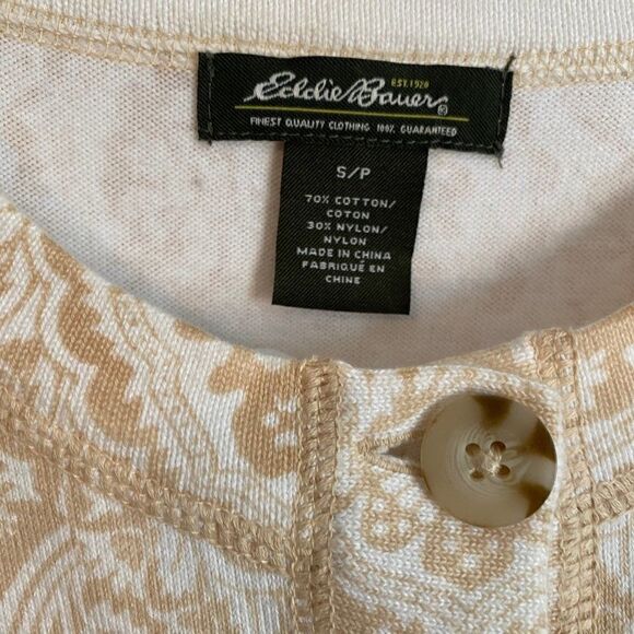 Eddie Bauer Beige White Cardigan SZ SP - Picture 3 of 8
